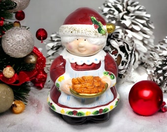 Vintage Mrs. Santa Claus Sugar Dish 6” Tall Houston Harvest