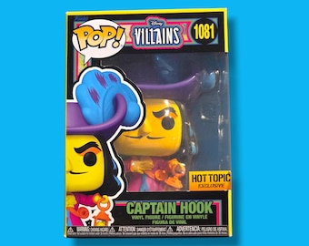 Funko-pop! Disney Villains Captain Hook #1081 Black Light Hot Topic, exclusief MNT