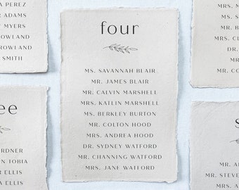 Emily Collection - Printed seating chart on handmade paper for modern or minimalist wedding reception or rehearsal dinner