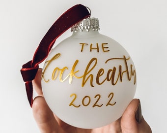 Personalized Family Christmas Ornament Hand Painted Glass Ornament - 2025 Personalized Family Christmas Ornament, hand written ornament gift