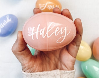 Easter Eggs personalized, names on over sized easter egg, personalized handwritten easter eggs, easter egg hunt, pastel easter place cards