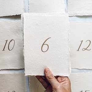 May include: A hand holds up a white card with the number "6" written on it. The card is surrounded by other white cards with numbers 7, 8, 9, 10, 12, 13, 14, and 15 written on them.