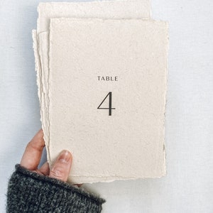 May include: A beige table number card with the text "TABLE 4" printed in black.