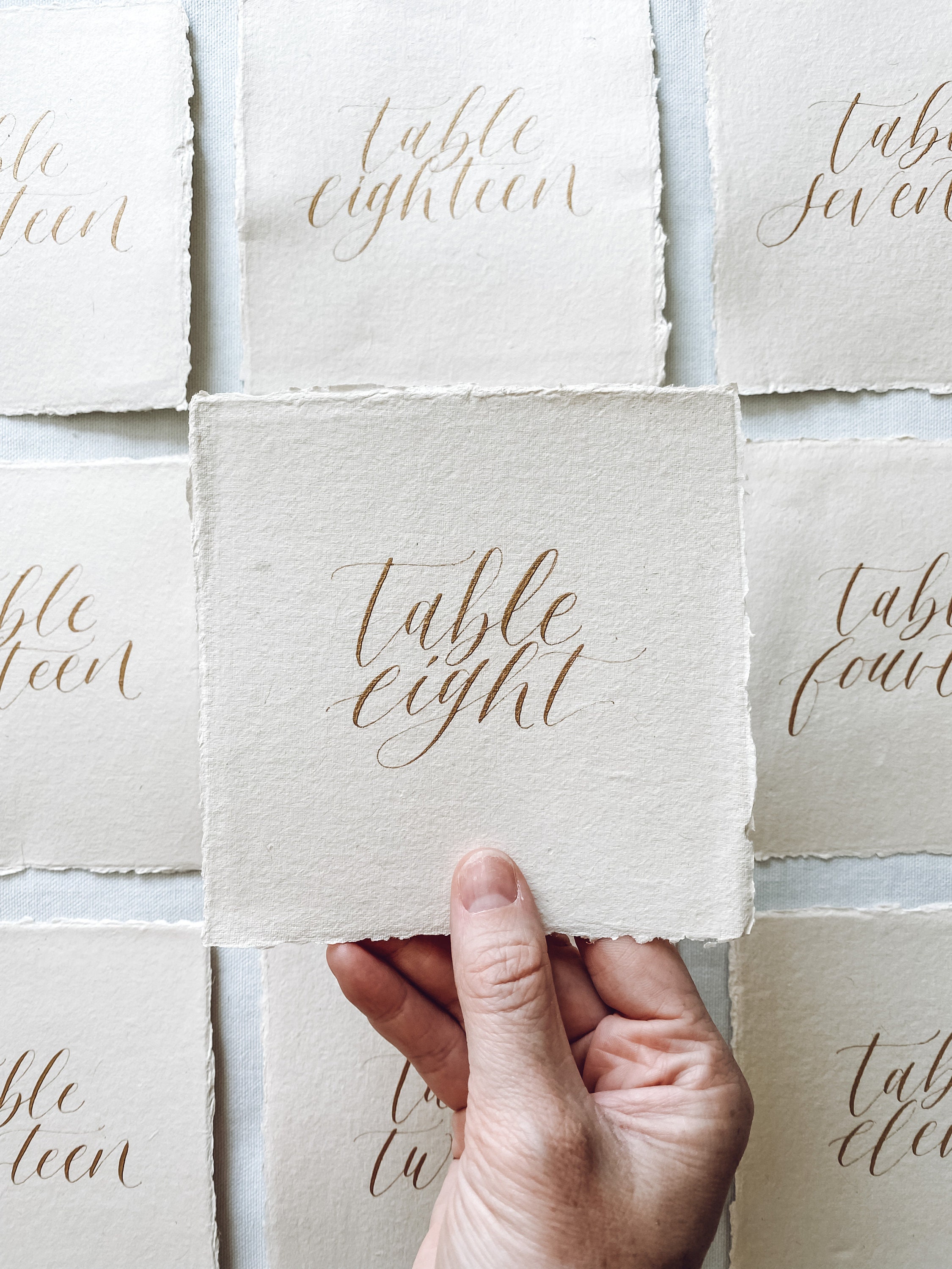 Gold Calligraphy Hand Written Wedding Table Numbers on Handmade Paper ...