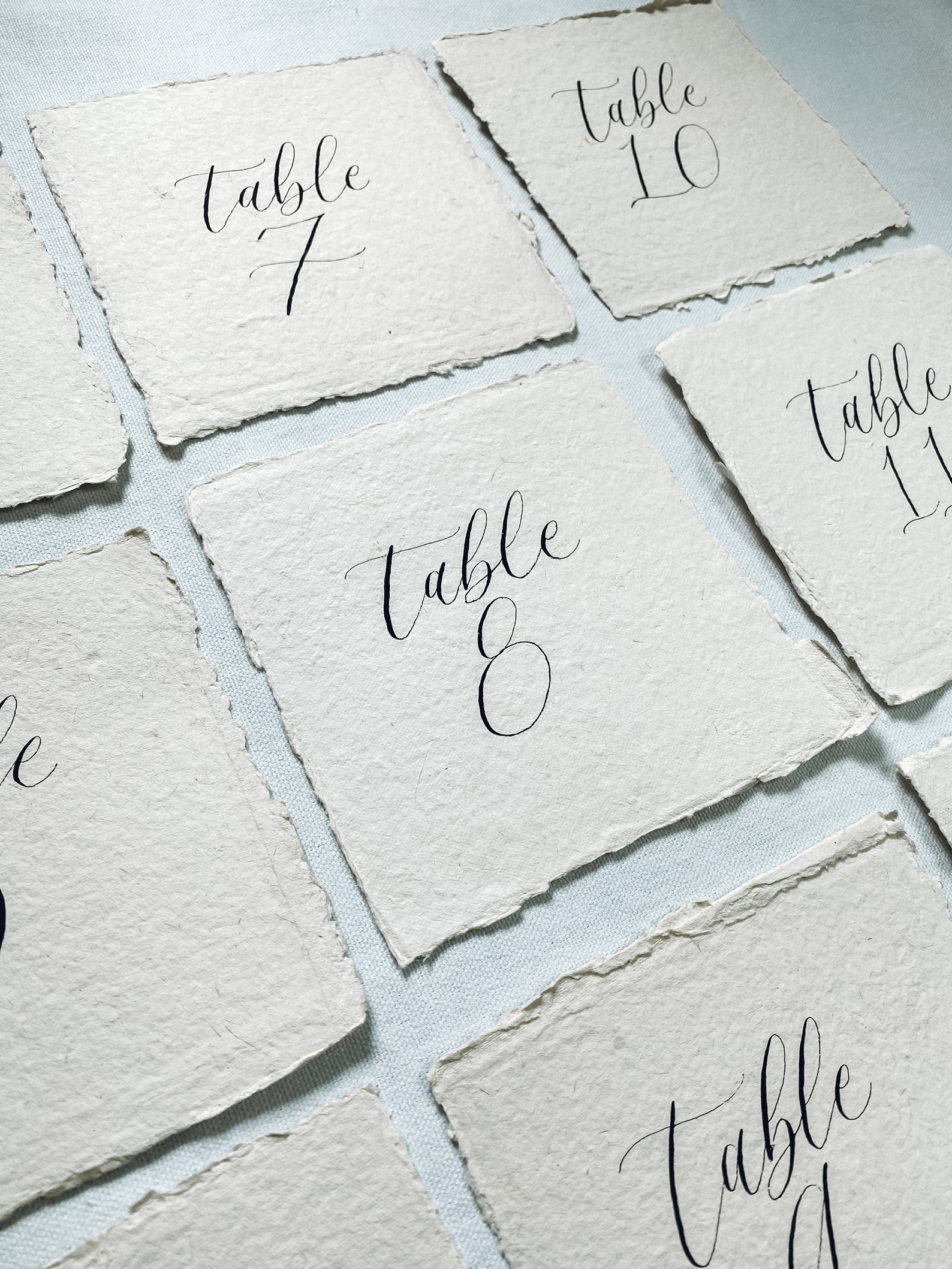 Gold or Black Calligraphy Hand Written Table Numbers on Handmade Paper ...