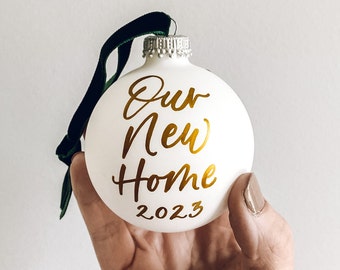 Our New Home Ornament, house warming ornament, New Home Christmas Ornament, house warming Christmas gift, with Address, we moved ornament