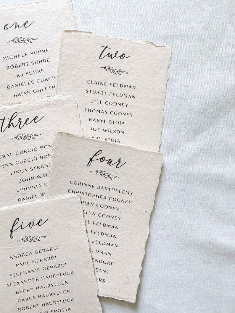 The Parker Collection Printed seating chart on handmade paper for modern or minimalist wedding reception or rehearsal dinner image 3