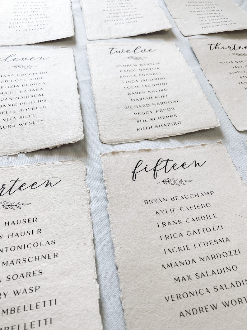 The Parker Collection Printed seating chart on handmade paper for modern or minimalist wedding reception or rehearsal dinner image 7