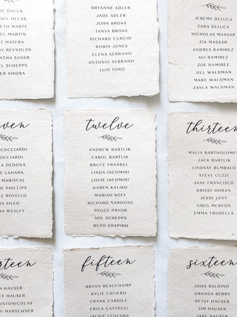 The Parker Collection Printed seating chart on handmade paper for modern or minimalist wedding reception or rehearsal dinner image 10