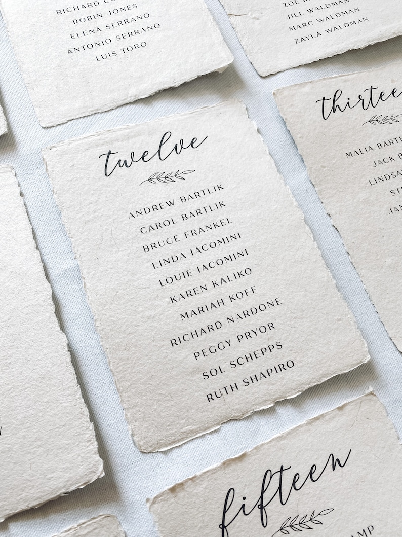 The Parker Collection Printed seating chart on handmade paper for modern or minimalist wedding reception or rehearsal dinner image 4