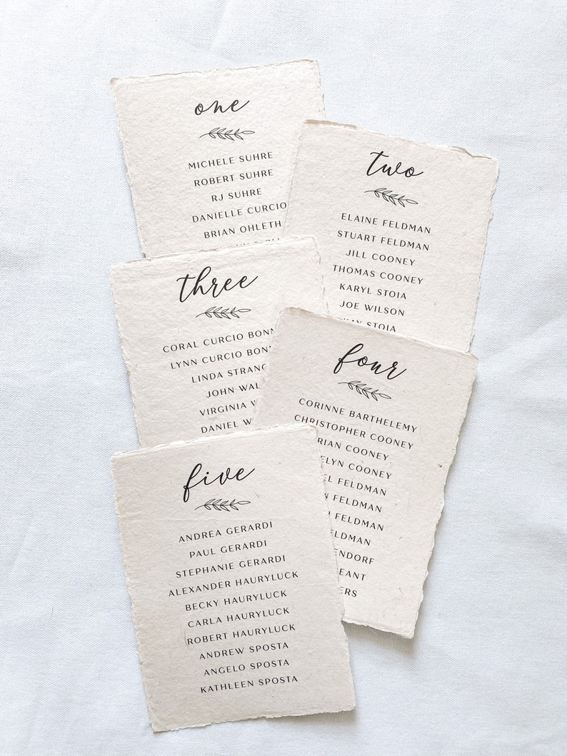 The Parker Collection Printed seating chart on handmade paper for modern or minimalist wedding reception or rehearsal dinner image 6