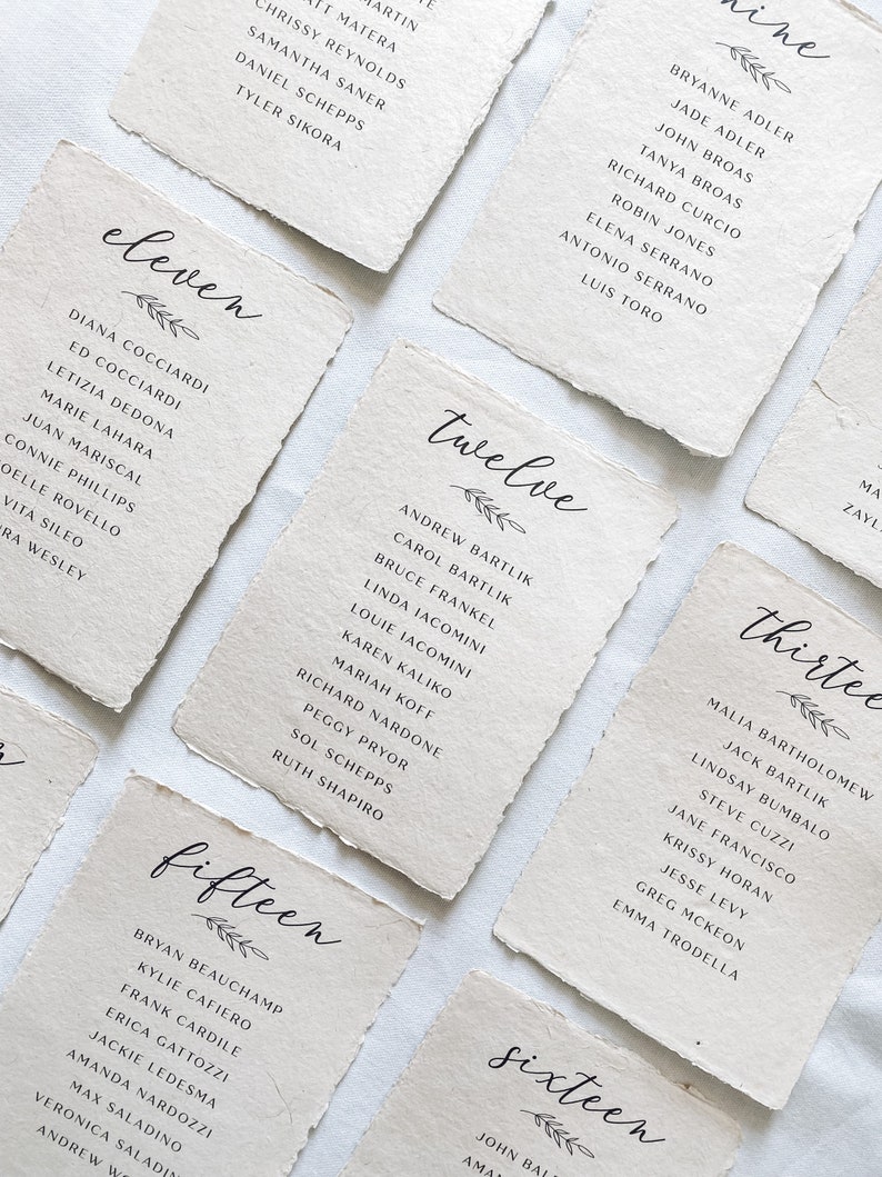 The Parker Collection Printed seating chart on handmade paper for modern or minimalist wedding reception or rehearsal dinner image 9