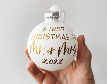 First Christmas as Mr. and Mrs. ornament, first year married ornament, wedding Christmas gift, Wedding shower gift, just married, newlyweds