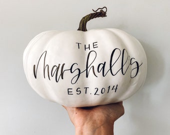 Large Personalized Hand Written Calligraphy white Pumpkin