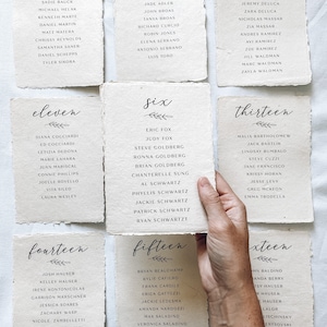 The Parker Collection Printed seating chart on handmade paper for modern or minimalist wedding reception or rehearsal dinner image 1