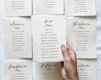 The Parker Collection - Printed seating chart on handmade paper for modern or minimalist wedding reception or rehearsal dinner