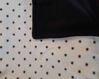 Lap Blanket Black and White Fleece Senior Wheelchair Warm Reversible