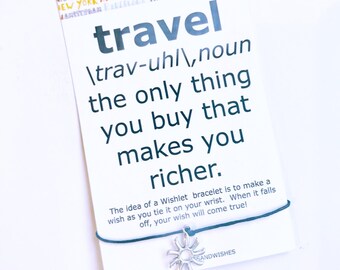 Pulsera de deseos de viaje, regalos para mujeres viajeras, regalos para hombres viajeros, regalos para amantes de los viajes, pulsera de viaje, regalo para el mejor amigo