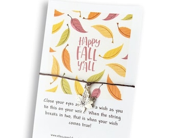 Fall Leaf Wish Bracelet, Autumn Jewelry Gift