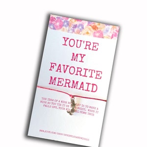 Mermaid Wish Bracelet Card, Mermaid Bracelet for Girls, Mermaid Charm Bracelet, Mermaid Party Favors Under 5, Cute Mermaid Jewelry for Girls