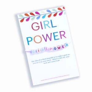 Girl Power Wish Bracelet, Girl Power Bracelet, Girl Power Jewelry, Feminist Jewelry Gift, Gift for Girlfriend, Girl Gift Ideas, Women Gift image 1