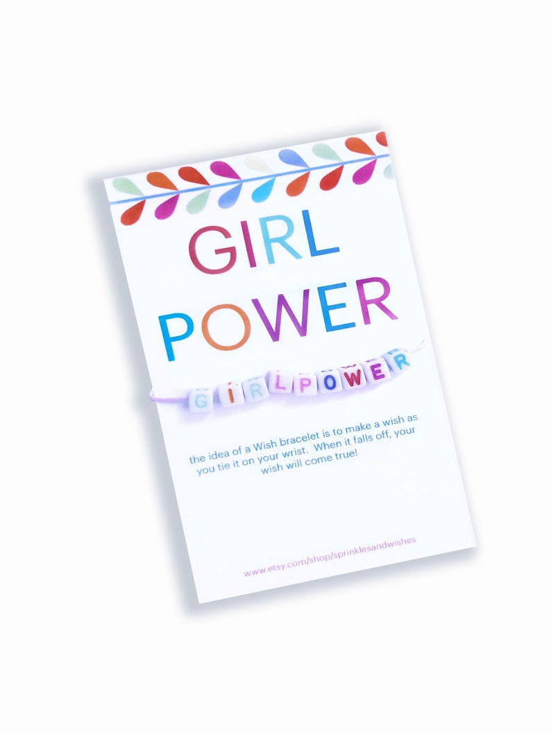 Girl Power Wish Bracelet, Girl Power Bracelet, Girl Power Jewelry, Feminist Jewelry Gift, Gift for Girlfriend, Girl Gift Ideas, Women Gift image 1
