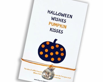 Pumpkin Kisses Wish Bracelet, Pumpkin Wish Bracelet, Jack O Lantern Jewelry, Jack O Lantern Bracelet, Funny Wish Bracelet, Halloween Gifts
