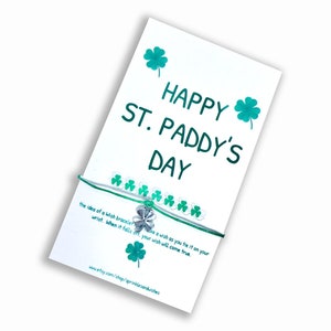 Happy St. Paddy&#39;s Day Wish Bracelet, Happy St. Paddy&#39;s Day Gift, Happy St. Patrick&#39;s Day, Irish Wish Bracelet, Clover Bracelet for Her
