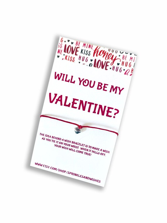 Will You Be My Valentine Small Valentines Gifts For Her Valentines Wish Bracelet Heart Wish Bracelet Cute Valentines Gifts For Kids By Sprinklesandwishes Catch My Party