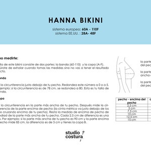 SPANISH PDF Digital Sewing Pattern, HANNA Bikini Swimwear Sewing Pattern image 2