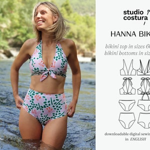 ENGLISH PDF Digital Sewing Pattern, HANNA Bikini Swimwear Sewing Pattern