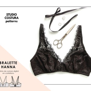 SPANISH PDF Digital Sewing Pattern, HANNA Bralette Lingerie Sewing Pattern image 1