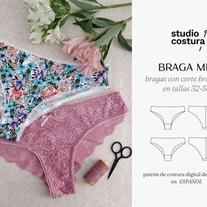 SPANISH PDF Digital Sewing Pattern, MIA Panties Lingerie Sewing Pattern