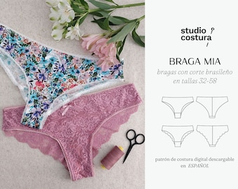 SPANISH PDF Digital Sewing Pattern, MIA Panties Lingerie Sewing Pattern