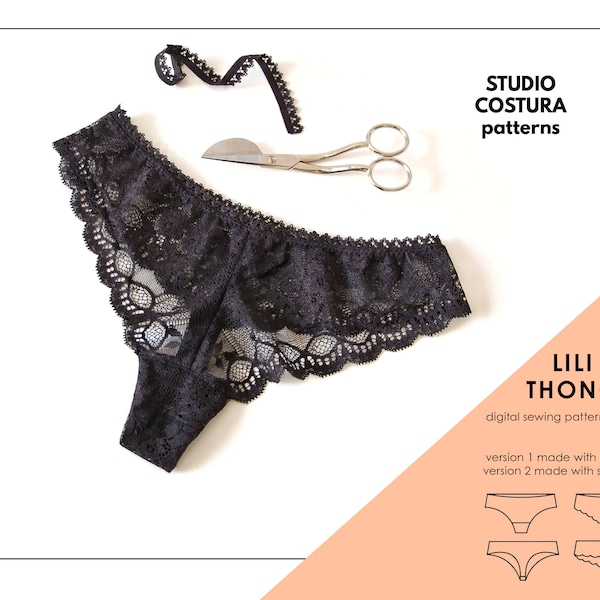 ENGLISH PDF Digital Sewing Pattern, Lili Thong Lingerie Sewing Pattern