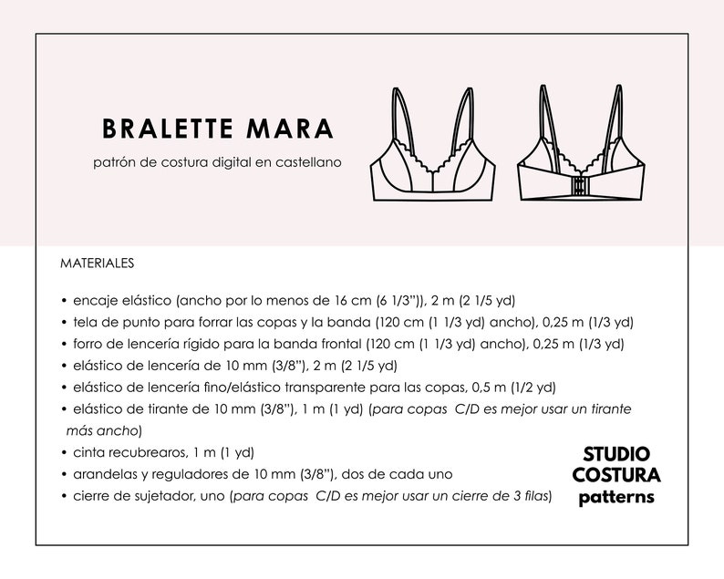 MARA bralette Spanish PDF Digital Sewing Pattern in Spanish image 2