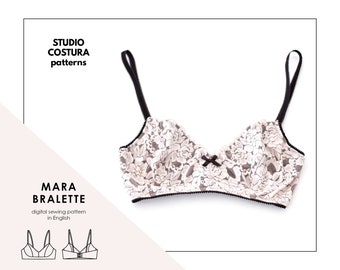 MARA bralette English PDF Digital Sewing Pattern, Lingerie Sewing Pattern in English