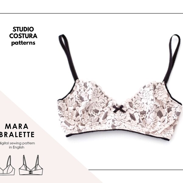 MARA bralette English PDF Digital Sewing Pattern, Lingerie Sewing Pattern in English