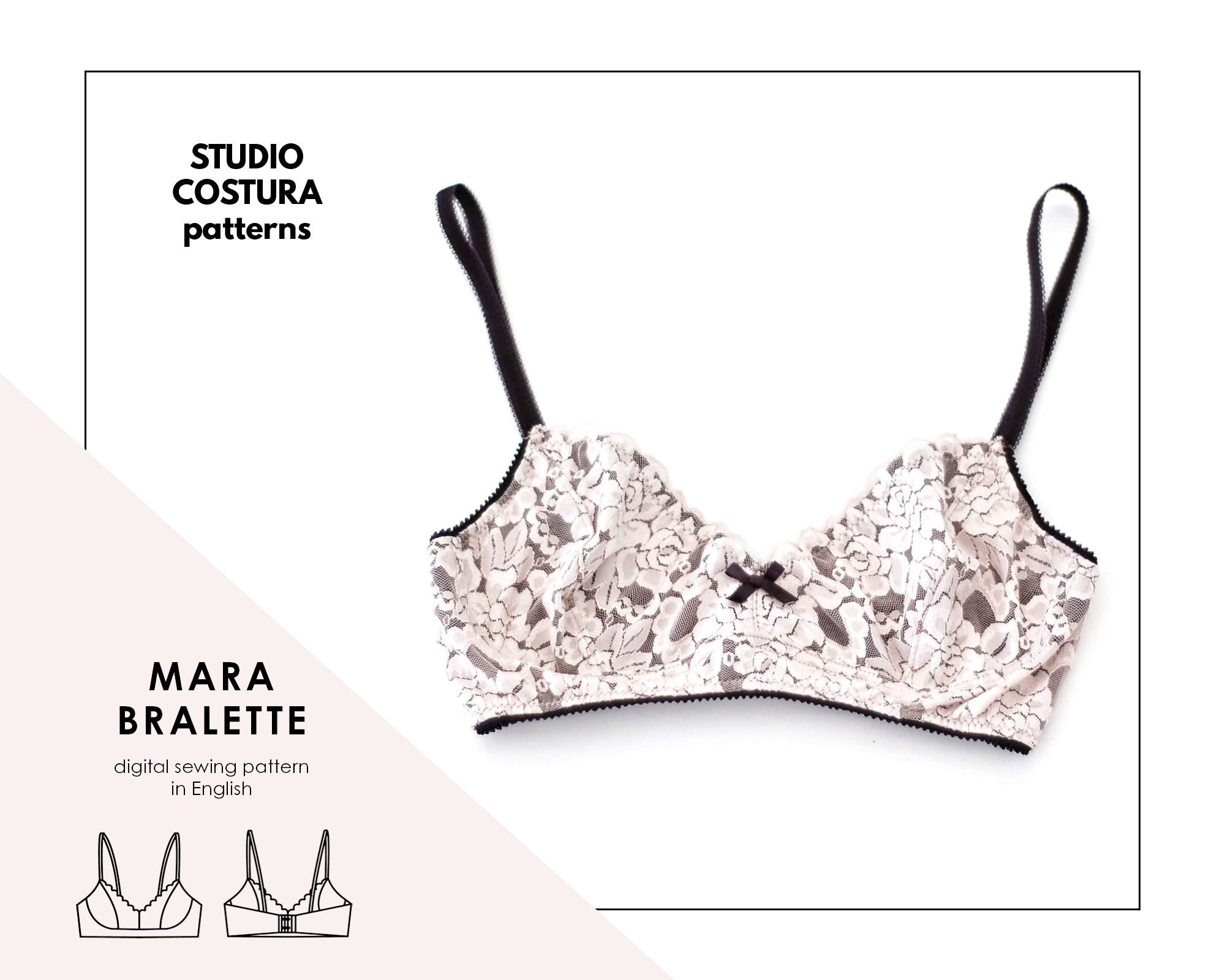 MARA Bralette English PDF Digital Sewing Pattern, Lingerie Sewing