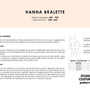 SPANISH PDF Digital Sewing Pattern, HANNA Bralette Lingerie Sewing Pattern image 3