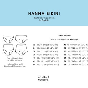 ENGLISH PDF Digital Sewing Pattern, HANNA Bikini Swimwear Sewing Pattern image 4