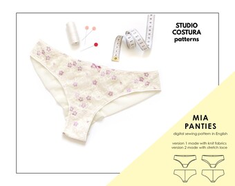 ENGLISH PDF Digital Sewing Pattern, MIA Panties Lingerie Sewing Pattern