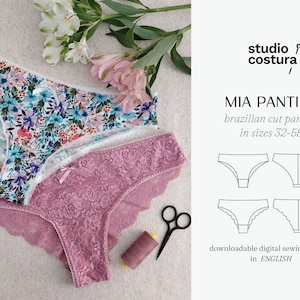 ENGLISH PDF Digital Sewing Pattern, MIA Panties Lingerie Sewing Pattern