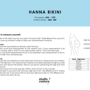 ENGLISH PDF Digital Sewing Pattern, HANNA Bikini Swimwear Sewing Pattern image 2