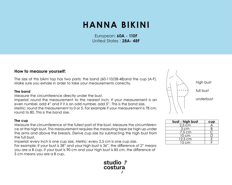 ENGLISH PDF Digital Sewing Pattern, HANNA Bikini Swimwear Sewing Pattern image 2