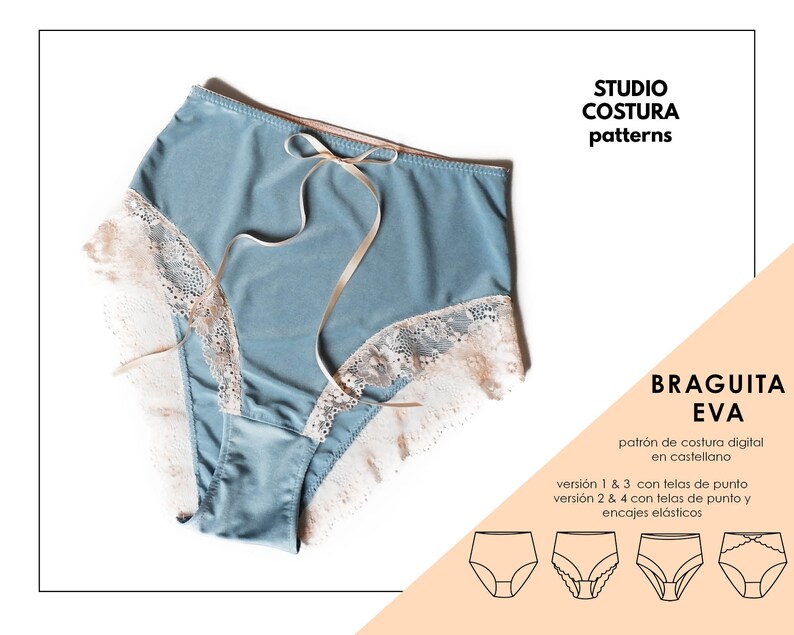 SPANISH PDF Digital Sewing Pattern Eva Panties Lingerie Etsy New Zealand