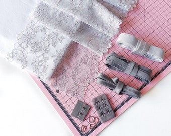 Bramaking Lingerie Sewing Kit for Hanna Bralette, Light Grey