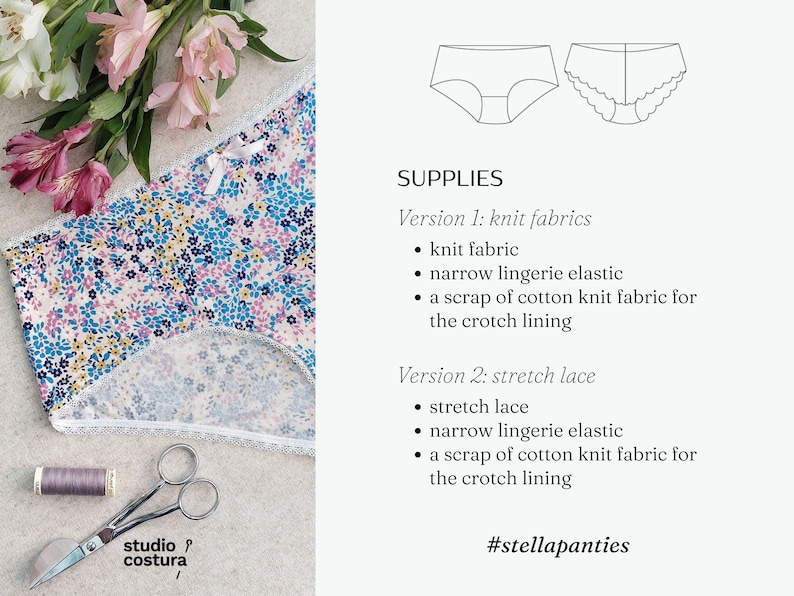 ENGLISH PDF Digital Sewing Pattern, STELLA Panties Lingerie Sewing Pattern image 4