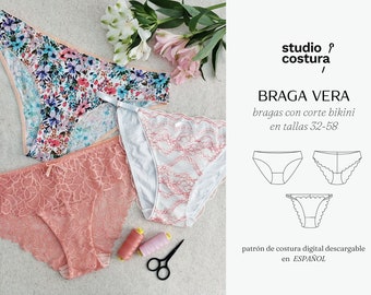 SPANISH PDF Digital Sewing Pattern, Vera panties Lingerie Sewing Pattern