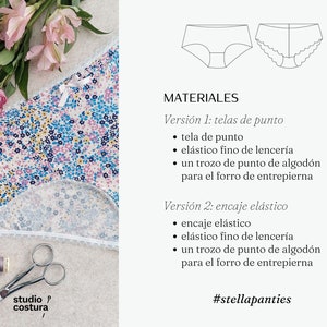 SPANISH PDF Digital Sewing Pattern, STELLA Panties Lingerie Sewing Pattern image 4